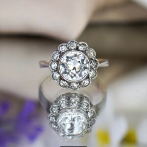 Antique Edwardian gold and silver paste engagement ring